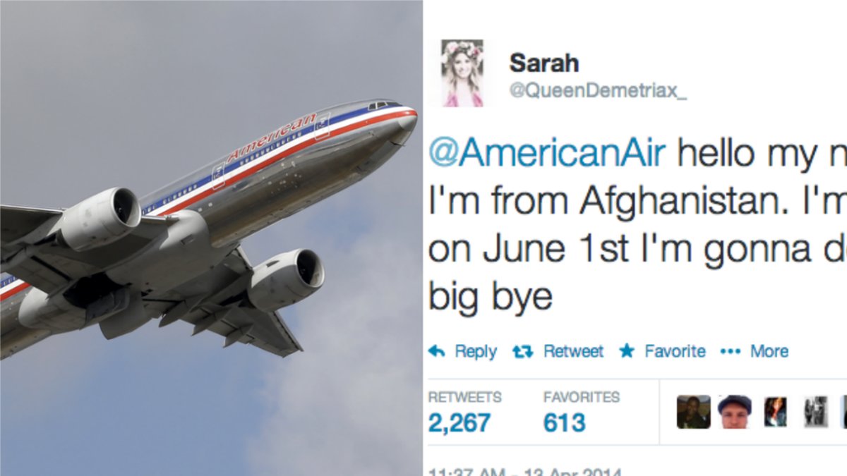 Flickan som hotade American Airlines är nu gripen. 
